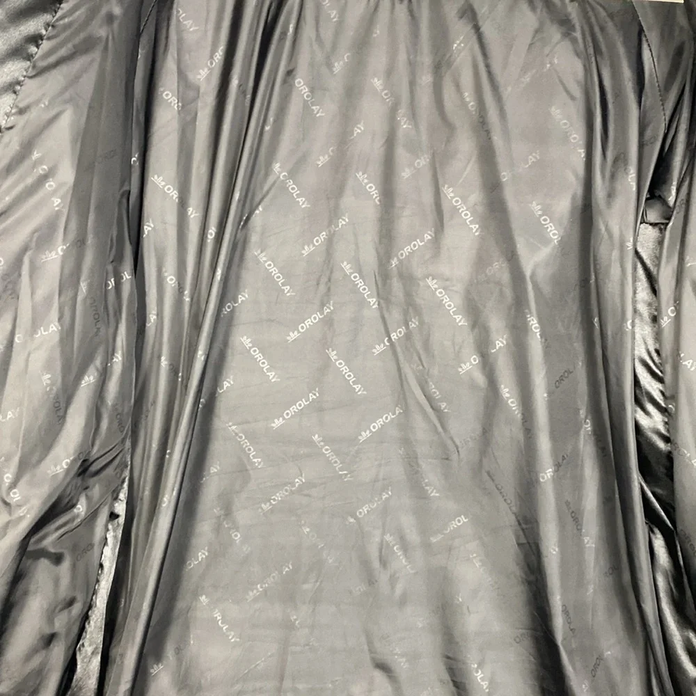 Orolay black satin finish puffer coat S duck down fill urban edgy mid length - Picture 12 of 13